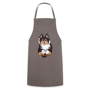Australian Shepherd Black Tricolor - Cooking Apron - grey - Front - AI Model Male 185 dark (185cm)