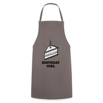 Birthday cake for the birthday boy or girl - Cooking Apron - grey - Front - AI Model Male 185 dark (185cm)
