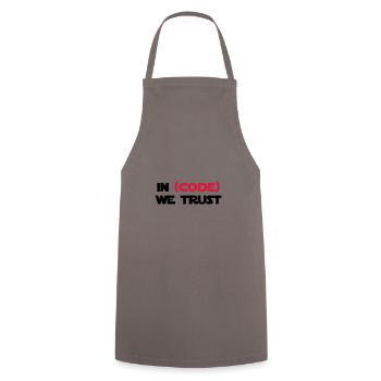 In (code) we trust - Cooking Apron - grey - Front - AI Model Male 185 dark (185cm)