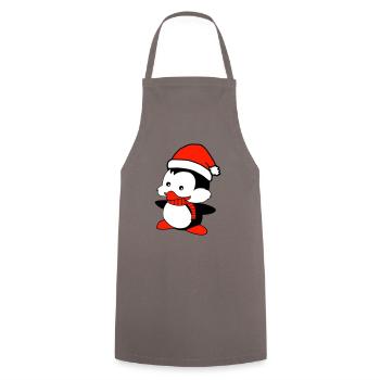 penguin loves Christmas - Cooking Apron - grey - Front - AI Model Male 185 dark (185cm)