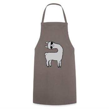 Lama guckt schief - Kochschürze - Grau - Vorne - AI Model Male 185 dark (185cm)