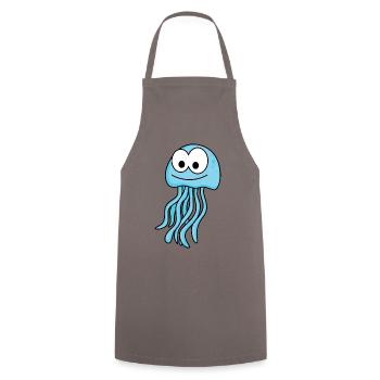 Jellyfish Comic Animal - Cooking Apron - grey - Front - AI Model Male 185 dark (185cm)