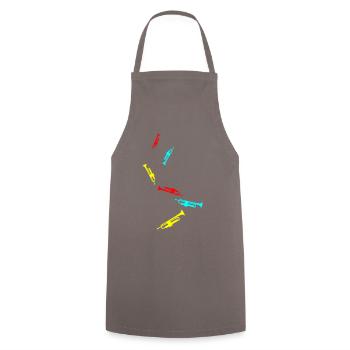 Trompete musik - Kochschürze - Grau - Vorne - AI Model Male 185 dark (185cm)