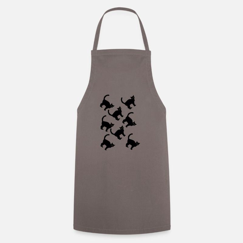 Chat noir - Tablier de cuisine - gris