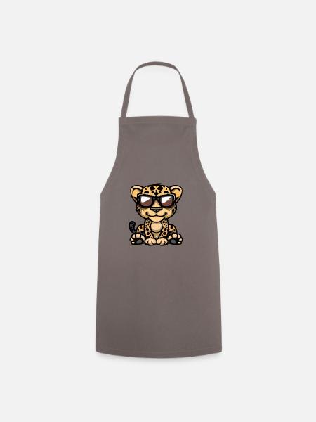 Leopard Tier - Kochschürze - Grau