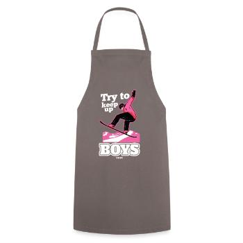 Snowboard Girl Essayez de suivre les garçons - Tablier de cuisine - gris - Devant - AI Model Male 185 dark (185cm)
