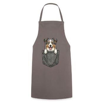 Berger Australien dans la Poche - Chien Mignon - Tablier de cuisine - gris - Devant - AI Model Male 185 dark (185cm)