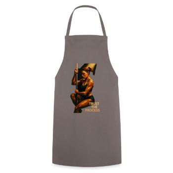 Pole Dance Trust the Process – Focus & Power - Cooking Apron - grey - Front - AI Model Male 185 dark (185cm)