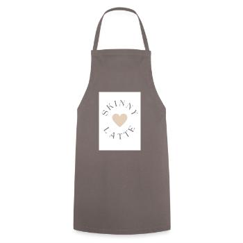 Skinny Latte Word with Coffee Color Heart - Cooking Apron - grey - Front - AI Model Male 185 dark (185cm)