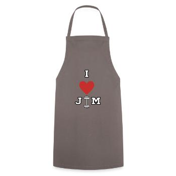 I love Jim - Cooking Apron - grey - Front - AI Model Male 185 dark (185cm)