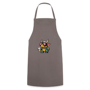 Dinosaure tricératops Bière d’après-ski - Tablier de cuisine - gris - Devant - AI Model Male 185 dark (185cm)