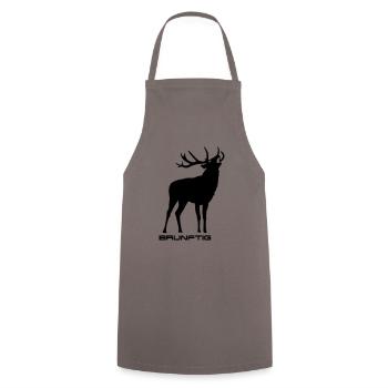 Brunftig Hirsch - Kochschürze - Grau - Vorne - AI Model Male 185 dark (185cm)