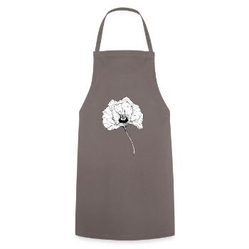 Mohn Pflanze Blume Schwarz Weiß - Kochschürze - Grau - Vorne - AI Model Male 185 dark (185cm)