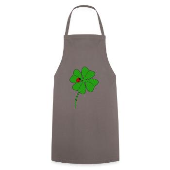 Lucky clover leaf with ladybug - Cooking Apron - grey - Front - AI Model Male 185 dark (185cm)