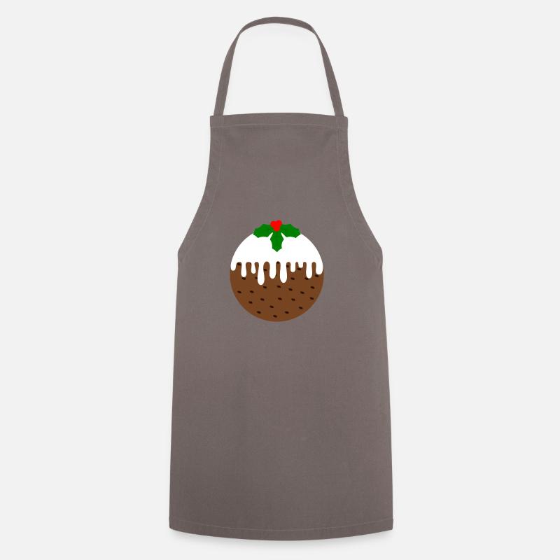 Round Christmas Pudding - Cooking Apron - grey