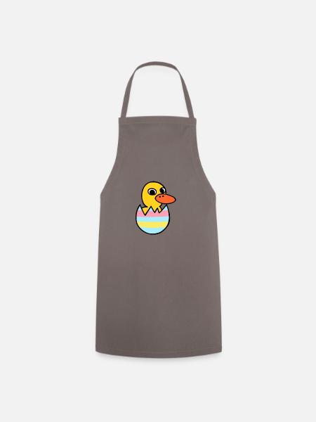 Süßes Kawaii Entlein Osterei - Kochschürze - Grau
