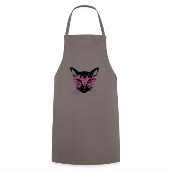 Hipster Katze Pinke Brille Hipster Cat glasses - Cooking Apron - grey - Front - AI Model Male 185 dark (185cm)