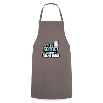 j'ai un secret je serai bientôt grand-frère 2 - Tablier de cuisine - gris - Devant - AI Model Male 185 dark (185cm)