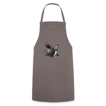 Elk deer nature Scandinavian forest - Cooking Apron - grey - Front - AI Model Male 185 dark (185cm)