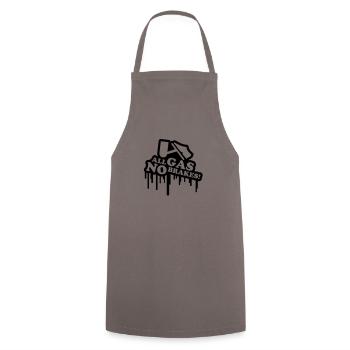 gas_no_brakes_graffiti_t1 - Kochschürze - Grau - Vorne - AI Model Male 185 dark (185cm)