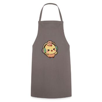Kawaii Süßes Happy Buntes Huhn mit Kopfhörern - Kochschürze - Grau - Vorne - AI Model Male 185 dark (185cm)