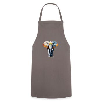 Elefant Vektor Kunst Lebendige Farbe Illustration - Kochschürze - Grau - Vorne - AI Model Male 185 dark (185cm)