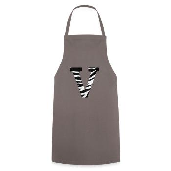 Buchstabe v zebra - Kochschürze - Grau - Vorne - AI Model Male 185 dark (185cm)