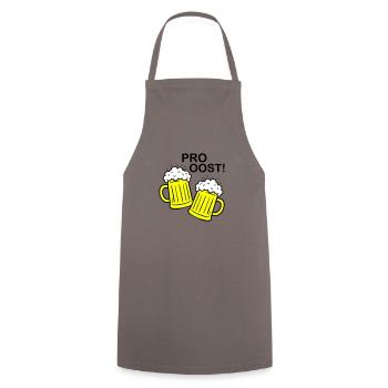 Bier Anstossen Prost - Kochschürze - Grau - Vorne - AI Model Male 185 dark (185cm)