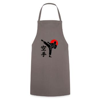 Karate Yokogeri - Cooking Apron - grey - Front - AI Model Male 185 dark (185cm)