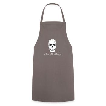 Kaffee Koffein Totenkopf - Kochschürze - Grau - Vorne - AI Model Male 185 dark (185cm)