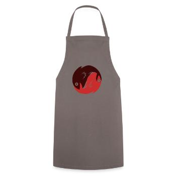 Ying Yang - Fische rot - Kochschürze - Grau - Vorne - AI Model Male 185 dark (185cm)