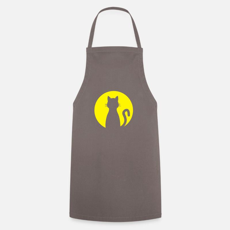 Cat before full moon - Cooking Apron - grey