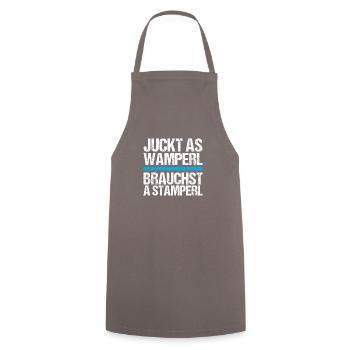Bier - stamperl für wamperl - Kochschürze - Grau - Vorne - AI Model Male 185 dark (185cm)