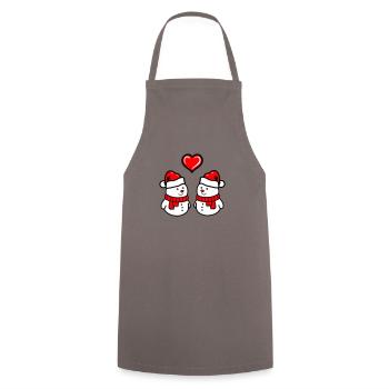 Schneemann love - Kochschürze - Grau - Vorne - AI Model Male 185 dark (185cm)