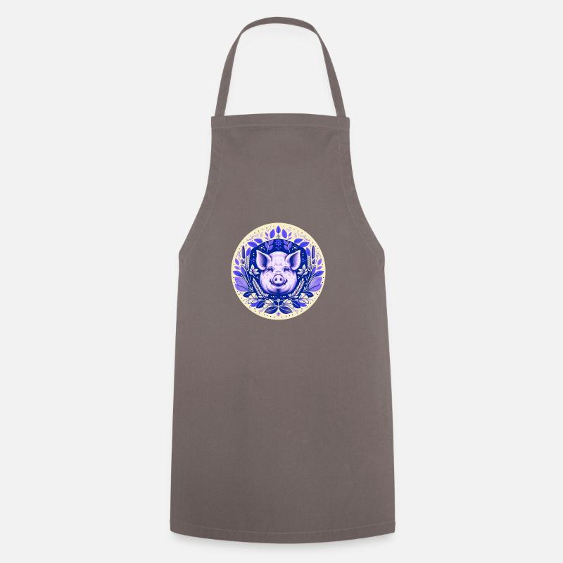 Stoneware pig - Cooking Apron - grey
