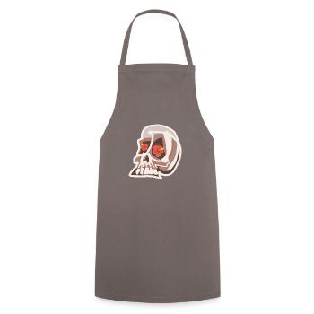 Crâne avec des fleurs d’hibiscus - Tablier de cuisine - gris - Devant - AI Model Male 185 dark (185cm)