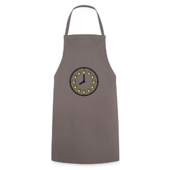 Uhr mit Bier anstelle von Zahlen - Kochschürze - Grau - Vorne - AI Model Male 185 dark (185cm)