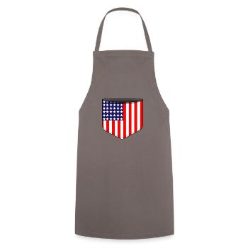 USA pocket - Cooking Apron - grey - Front - AI Model Male 185 dark (185cm)