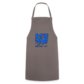 Art abstrait en bleu - Tablier de cuisine - gris - Devant - AI Model Male 185 dark (185cm)