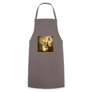 Chat avec caractères chinois, Baroque 2 - Tablier de cuisine - gris - Devant - AI Model Male 185 dark (185cm)