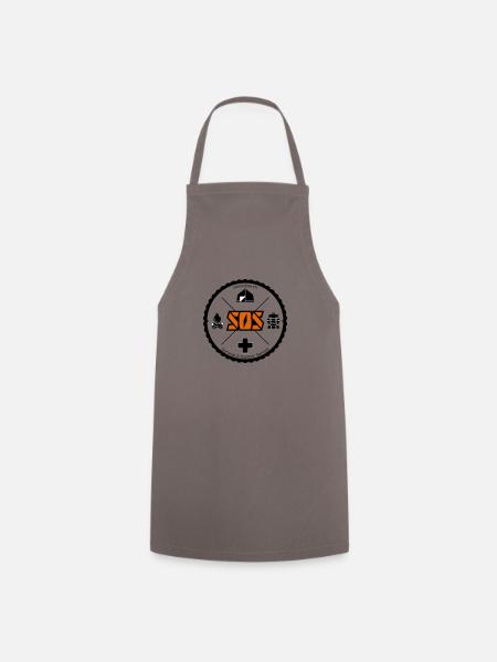 SOS logo orange no background - Cooking Apron - grey