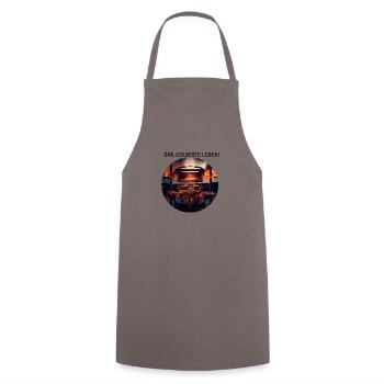 Grillen beste Leben! bei Sonnenuntergang am Strand - Kochschürze - Grau - Vorne - AI Model Male 185 dark (185cm)