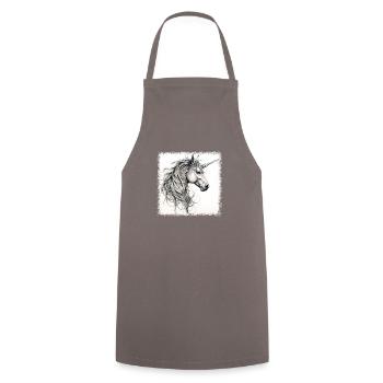 Licorne de dessin animé drôles dictons heureux idée présente - Tablier de cuisine - gris - Devant - AI Model Male 185 dark (185cm)