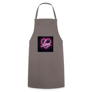 Neon Herz - Kochschürze - Grau - Vorne - AI Model Male 185 dark (185cm)