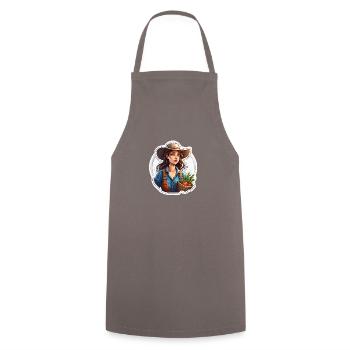Farmer / Farmer / Farm / Harvest / Woman - Cooking Apron - grey - Front - AI Model Male 185 dark (185cm)