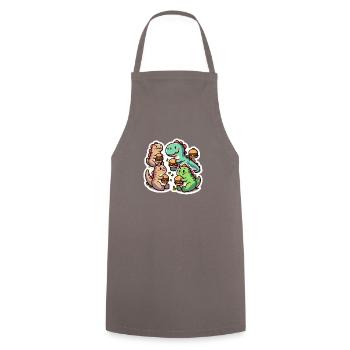 Dino-Burger-Party - Kochschürze - Grau - Vorne - AI Model Male 185 dark (185cm)
