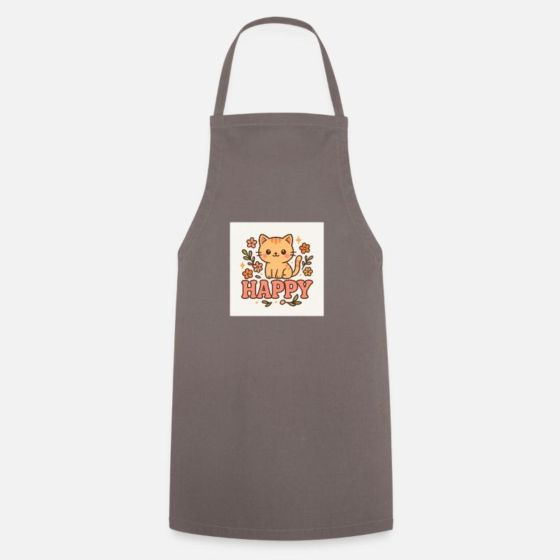 Chat heureux - Tablier de cuisine - gris