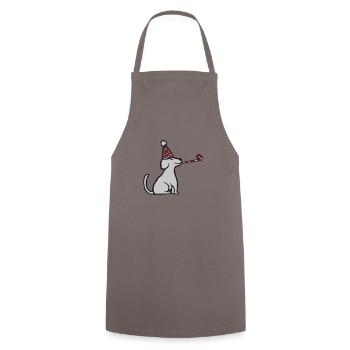 Geburtstagskind sitzender braver Hund - Kochschürze - Grau - Vorne - AI Model Male 185 dark (185cm)