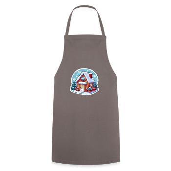 Cozy Winter Cottage: Charming Holiday Art - Cooking Apron - grey - Front - AI Model Male 185 dark (185cm)