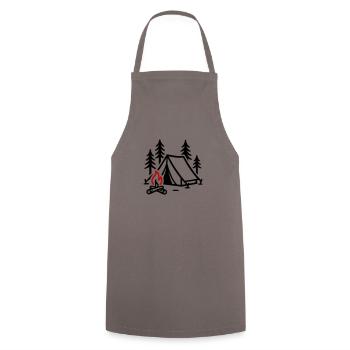 Tent Campfire Nature - Cooking Apron - grey - Front - AI Model Male 185 dark (185cm)